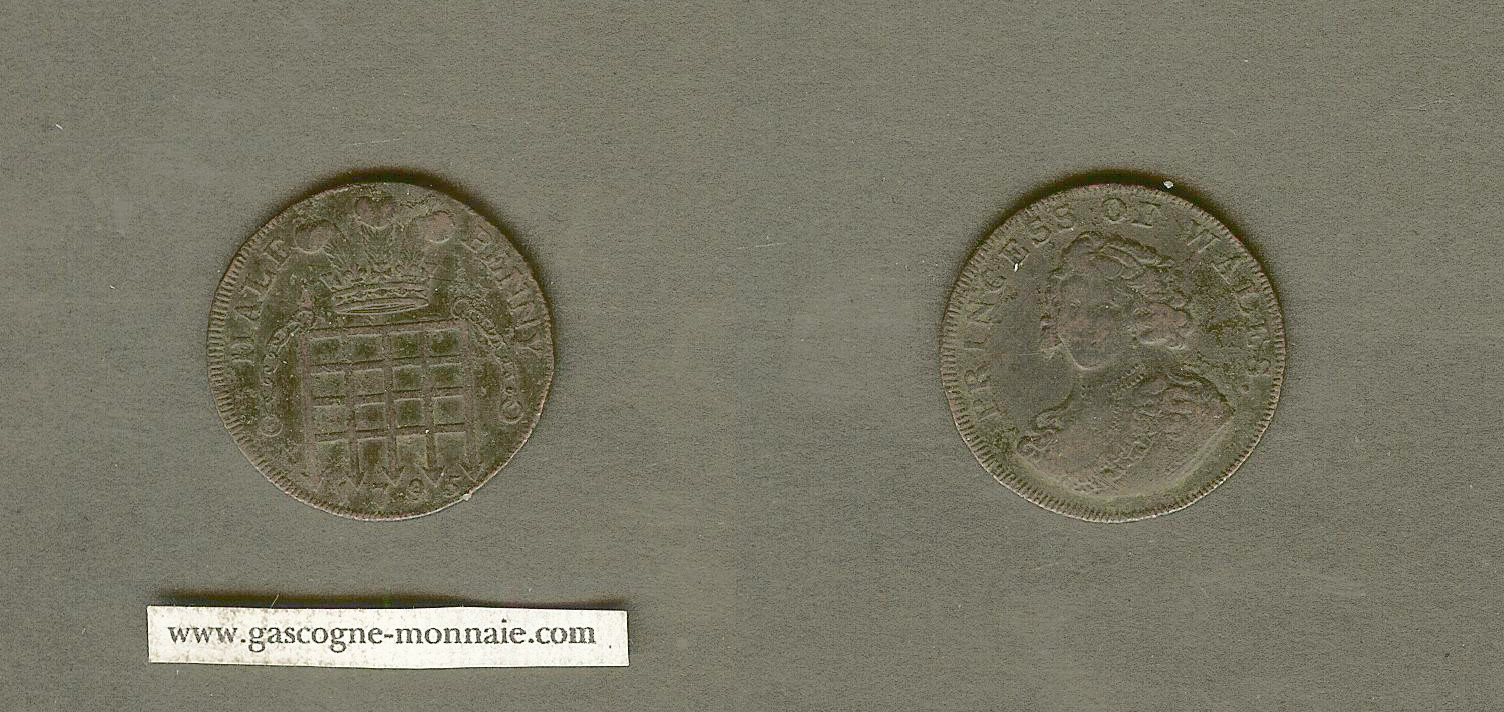 English token half penny Princess of Wales 1795 gF/VF+